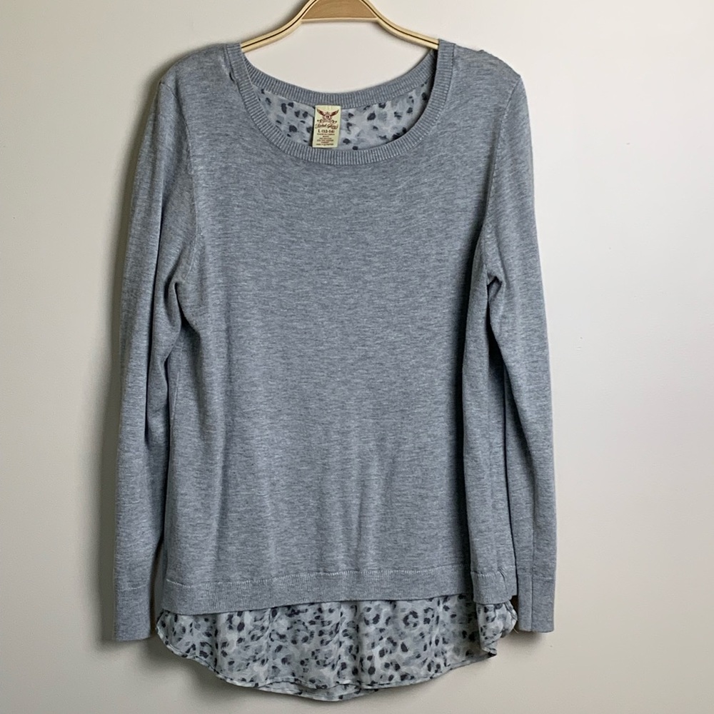 Grey mixed media top